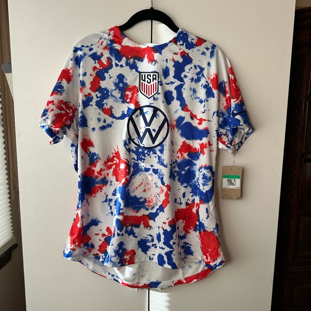 Nike Womens Sz XL USA 2023 World Cup Pre-Match Soccer Jersey Olympics DM9572-101